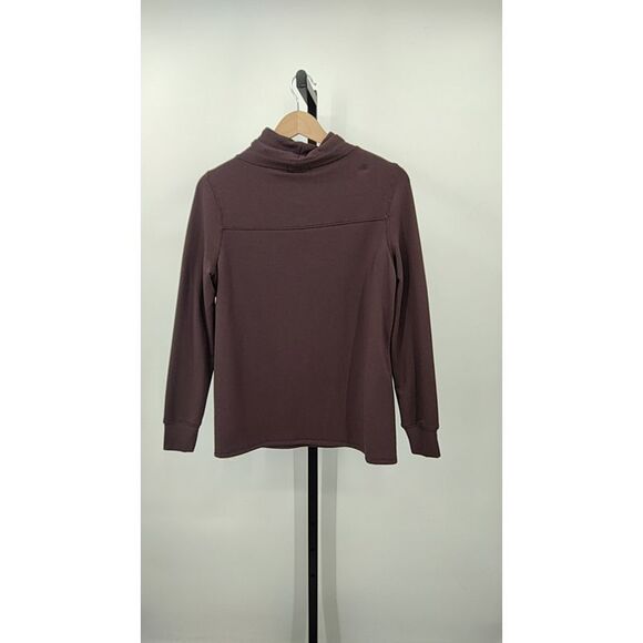 Quince Women Supersoft Fleece Mock Neck Pullover Dried Fig Sleeved Top XS - Picture 3 of 3